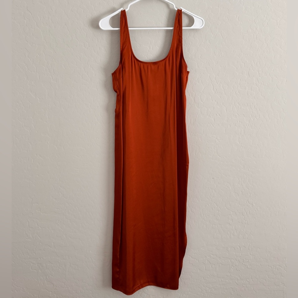 Abercrombie & Fitch Satin Slip Midi Dress with Slit
